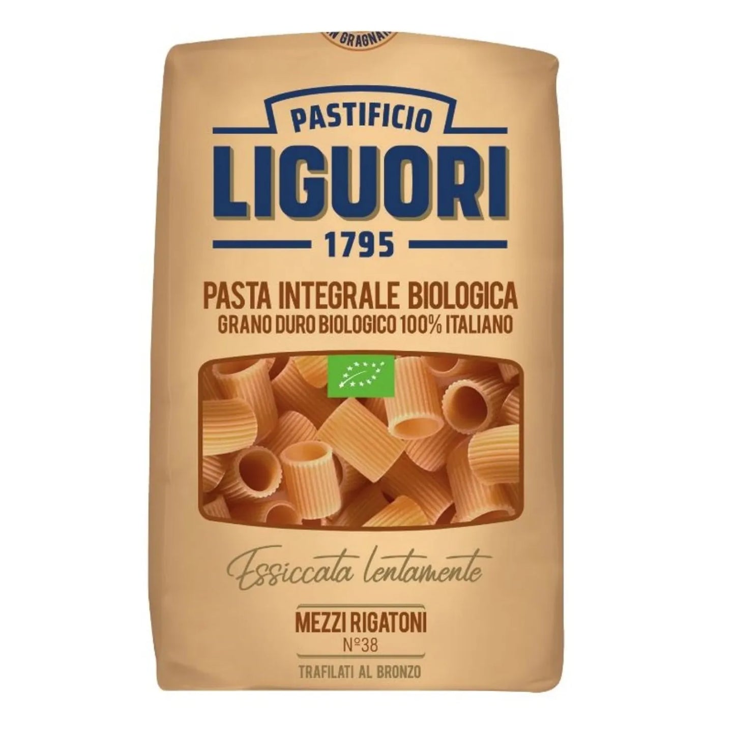 Pasta Liguori Mezzi Rigatoni Integrale Bio di Gragnano IGP marcelloitalianfood.com