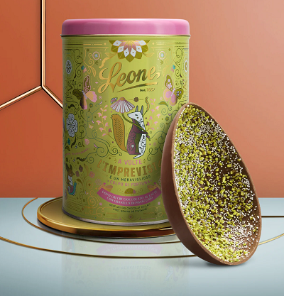 Uovo CRI CRI con grani di PISTACCHIO in latta Leone 350g