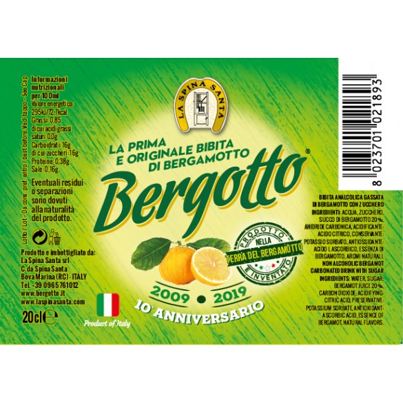 La Spina Santa - BERGOTTO - Bibita Gassata al Bergamotto - 20 cl